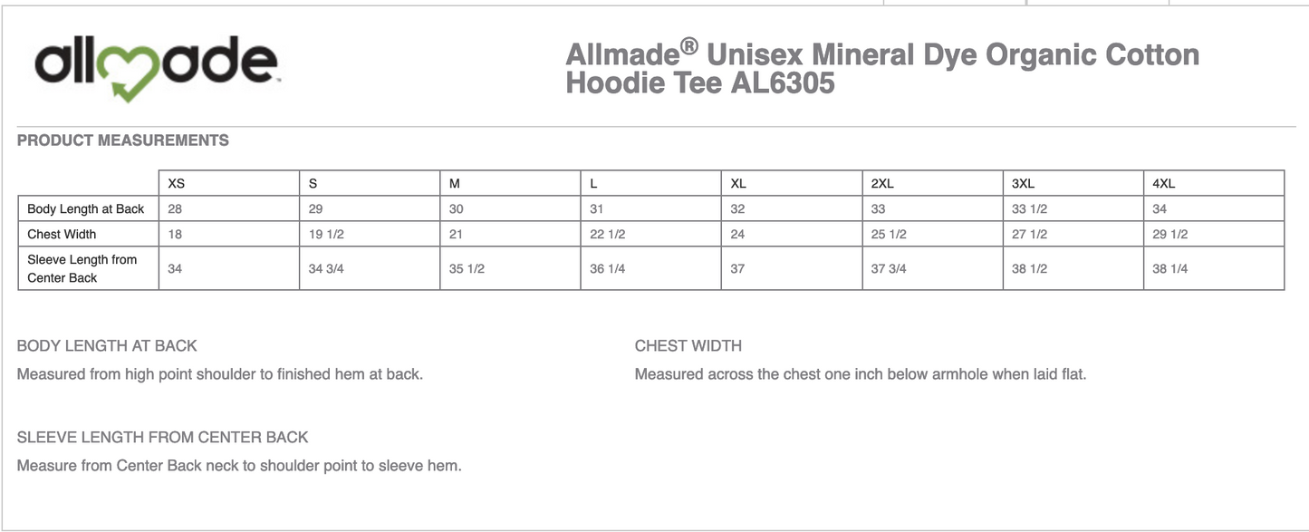 Allmade® Unisex Mineral Dye Organic Cotton Hoodie Tee