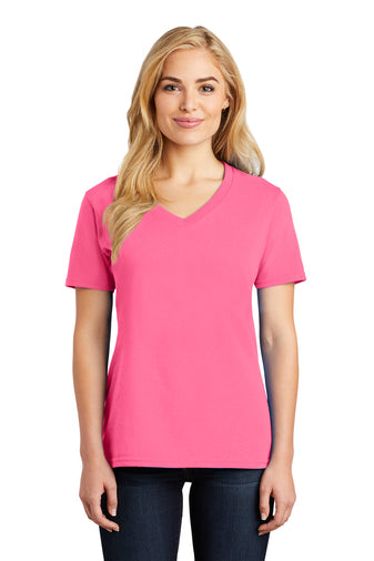 Port & Company® Ladies Core Cotton V-Neck Tee