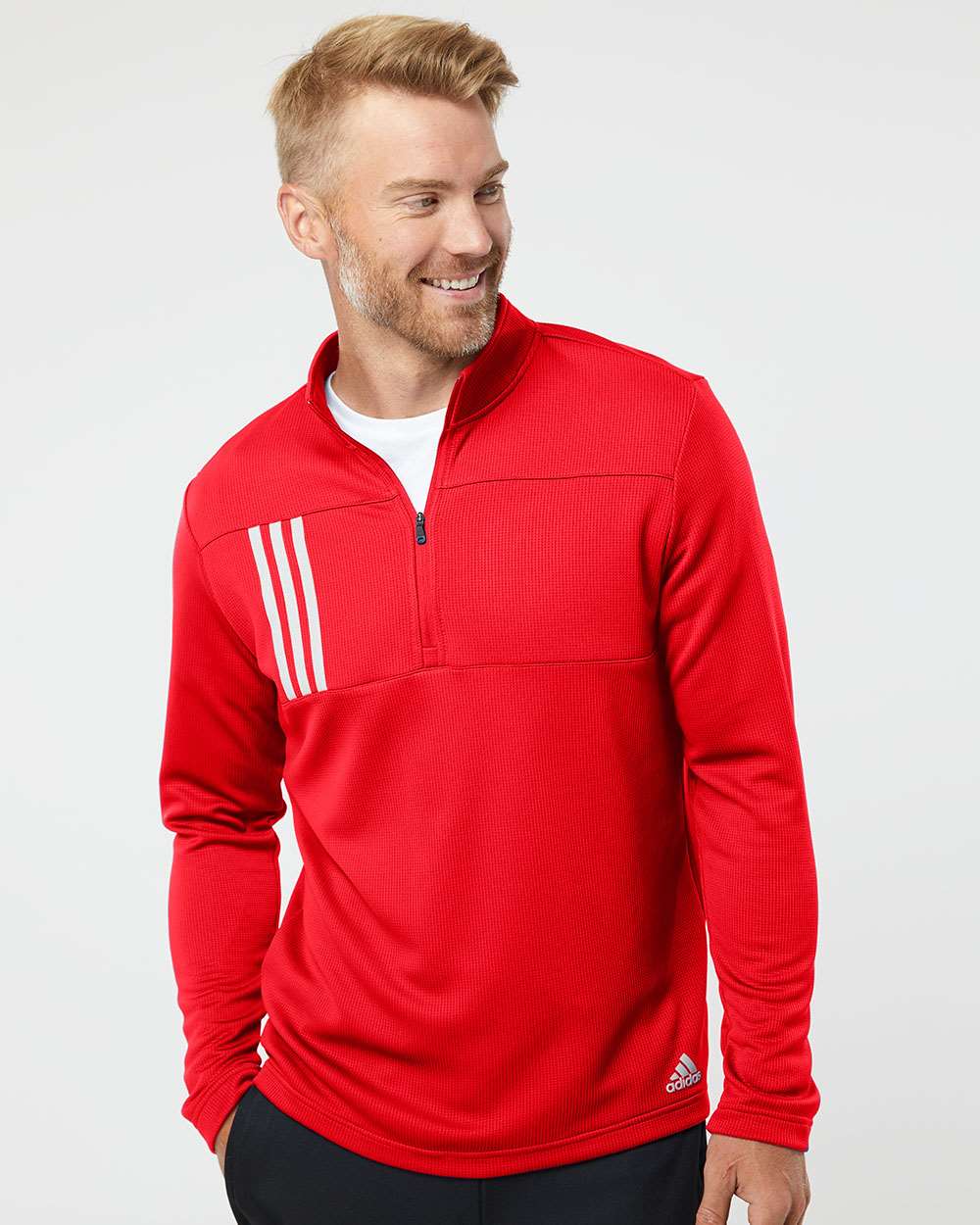 Adidas - 3-Stripes Double Knit Quarter-Zip Pullover - A482