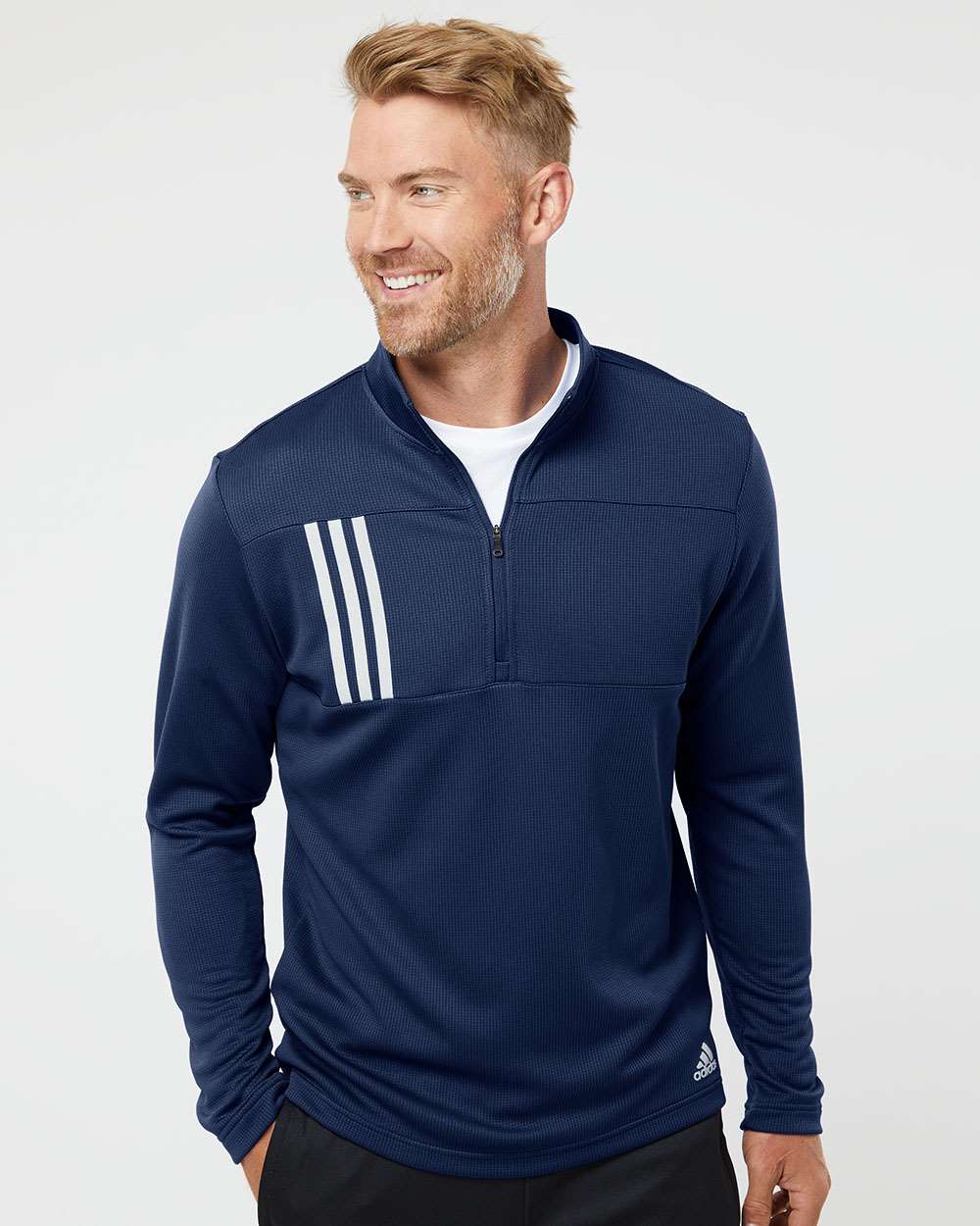 Adidas - 3-Stripes Double Knit Quarter-Zip Pullover - A482