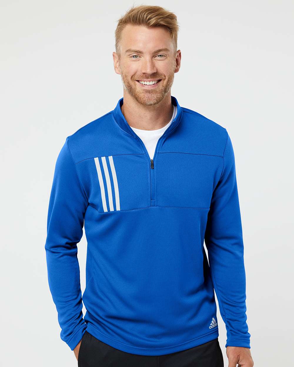 Adidas - 3-Stripes Double Knit Quarter-Zip Pullover - A482