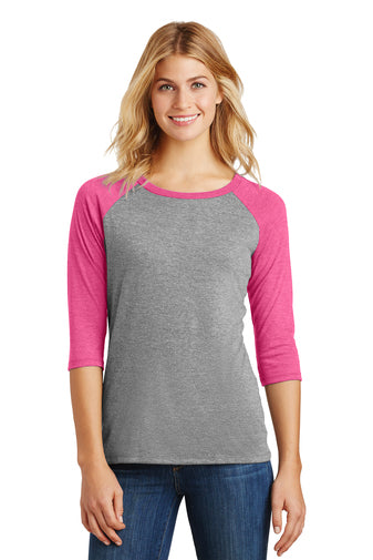 District Made® Ladies Perfect Tri® 3/4-Sleeve Raglan