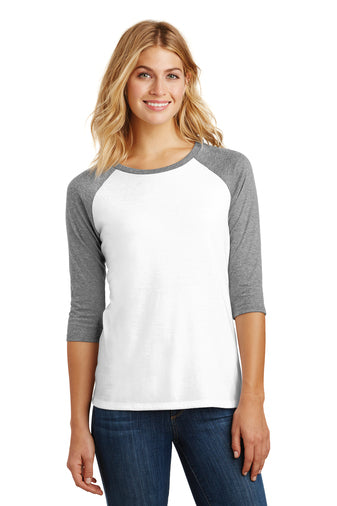 District Made® Ladies Perfect Tri® 3/4-Sleeve Raglan