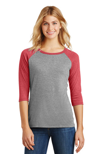 District Made® Ladies Perfect Tri® 3/4-Sleeve Raglan