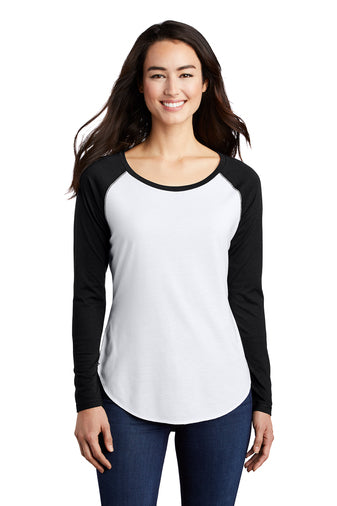 Sport-Tek ® Ladies PosiCharge ® Long Sleeve Tri-Blend Wicking Scoop Neck Raglan Tee