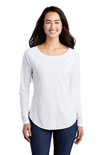 Sport-Tek ® Ladies PosiCharge ® Long Sleeve Tri-Blend Wicking Scoop Neck Raglan Tee